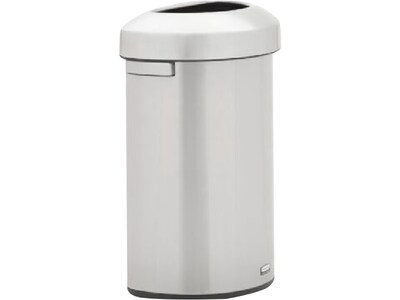 Rubbermaid Refine Stainless Steel Indoor Trash Can with Open Lid, 16 Gallon, Silver (2147550)