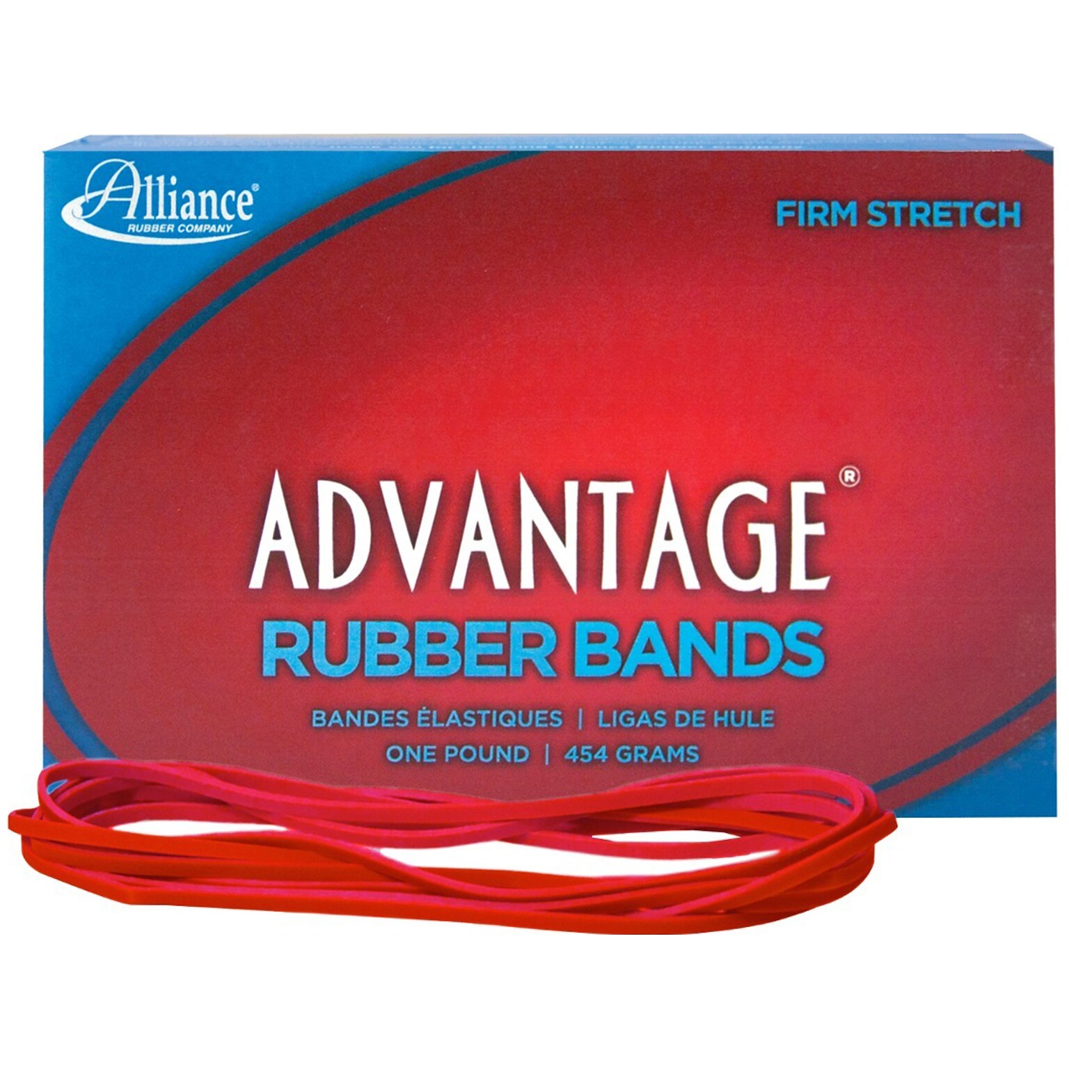 Alliance Rubber Company Red Packer Size #69 Rubber Bands, 6 x 0.25, Red, Approx. 140/Pack, 1 lb. Box (96695)