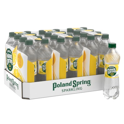 Poland Spring Sparkling Water, Lively Lemon, 16.9 oz. Bottles, 24/Carton (12349569/100965)