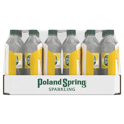 Poland Spring Sparkling Water, Lively Lemon, 16.9 oz. Bottles, 24/Carton (12349569/100965)