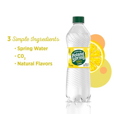 Poland Spring Sparkling Water, Lively Lemon, 16.9 oz. Bottles, 24/Carton (12349569/100965)