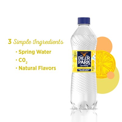 Deer Park Sparkling Water, Lemon, 16.9 oz. Bottles, 24/Carton (12349497/122056)