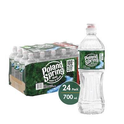 Poland Spring 100% Natural Spring Water, Regular Flavor, 700ml Bottles with Sport Cap, 24/Carton (12119443)