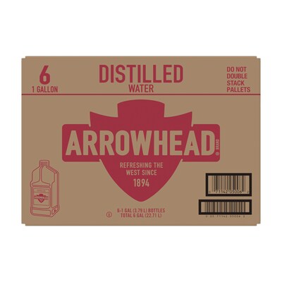Arrowhead Brand Distilled Water, 1-Gallon Plastic Jugs, 6/Carton (11475018)