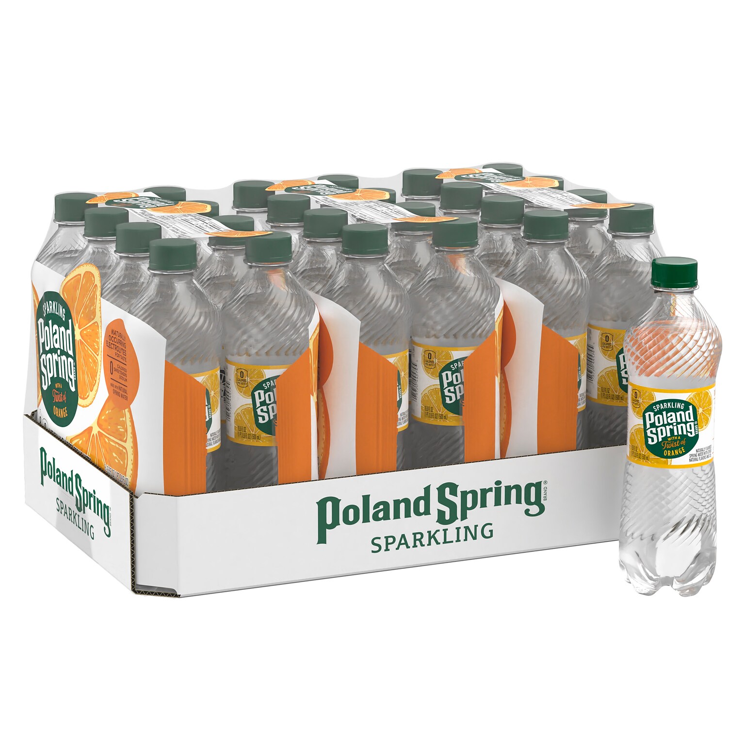 Poland Spring Orange Flavored Sparkling Water, 16.9 oz., 24/Carton (12349571/122060)