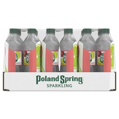 Poland Spring Sparkling Water, Raspberry Lime, 16.9 oz. Bottles, 24/Carton (12349573/122058)