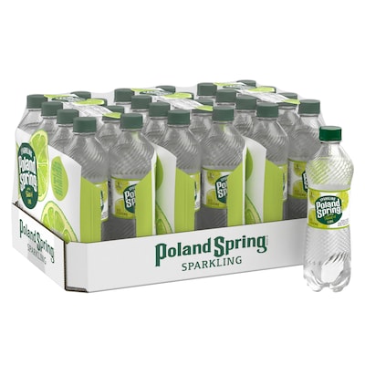 Poland Spring Sparkling Water, Zesty Lime, 16.9 oz. Bottles, 24/Carton (12349570/122058)