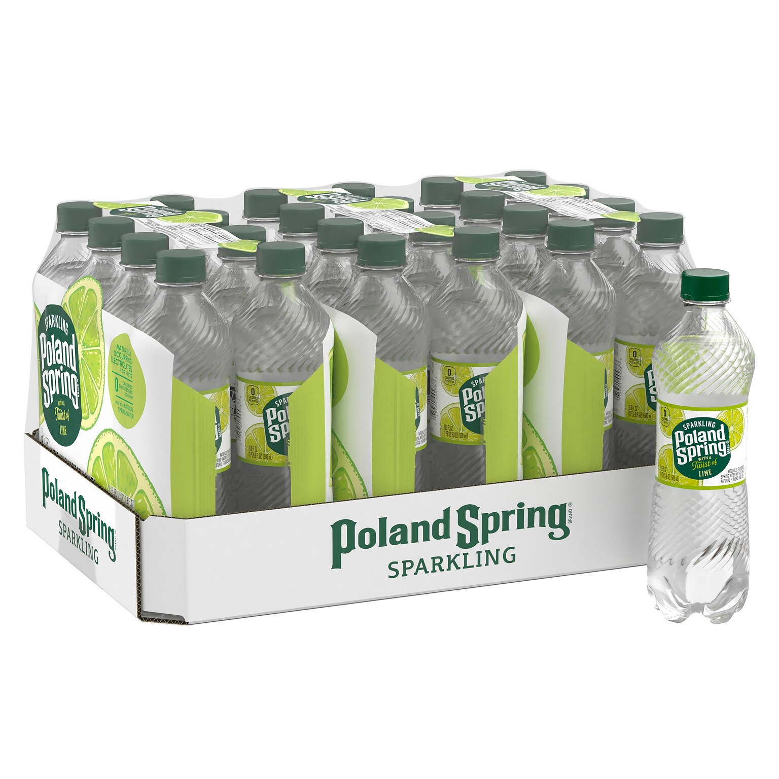 Poland Spring Sparkling Water, Zesty Lime, 16.9 oz. Bottles, 24/Carton (12349570/122058)