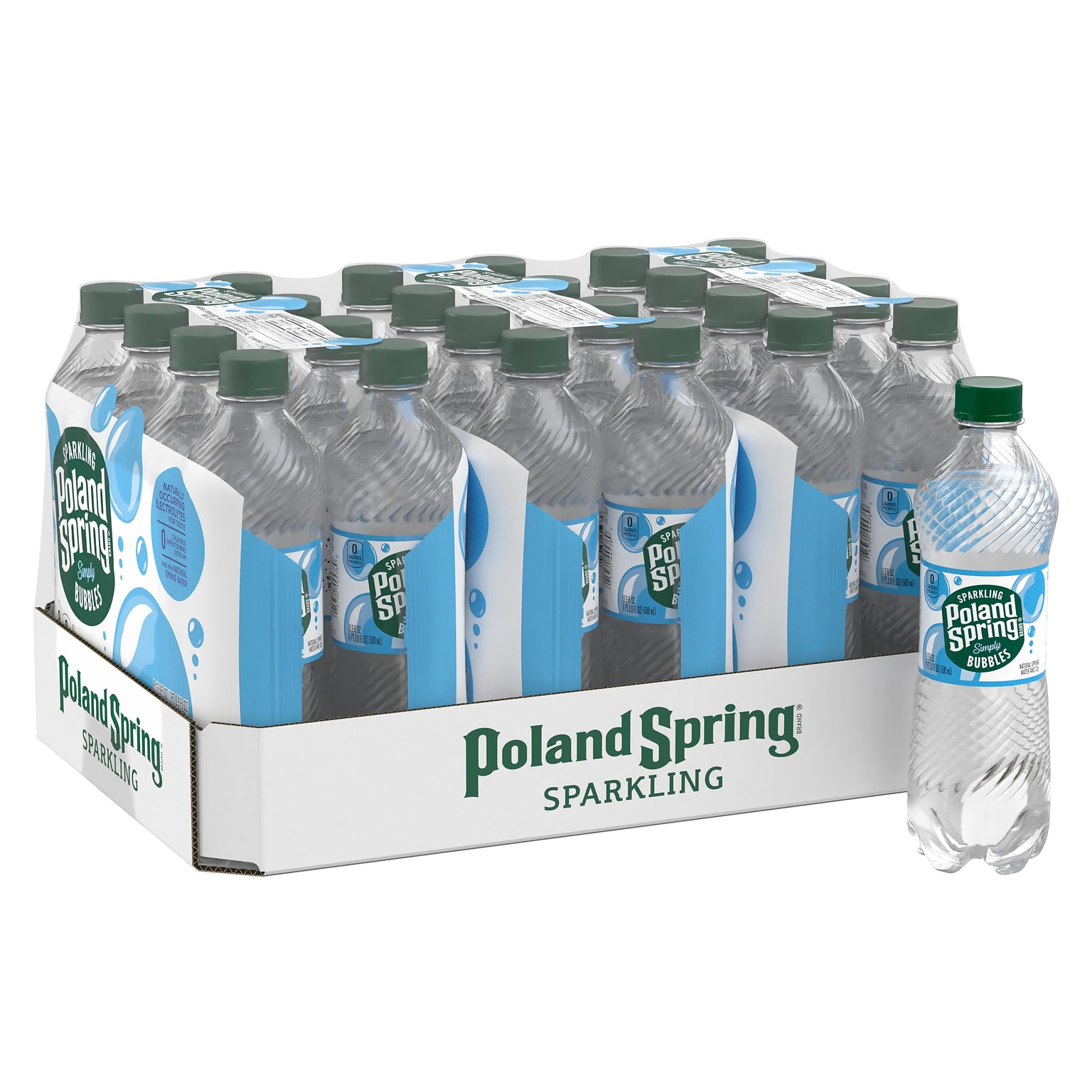 Poland Spring Sparkling Water, Simply Bubbles, 16.9 oz. Bottles, 24/Carton (12349574)