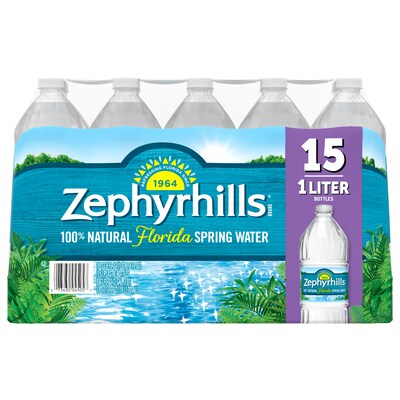 Zephyrhills 100% Natural Spring Water, Regular Flavor, 33.8 oz. Plastic Bottles, 15/Carton (11475332