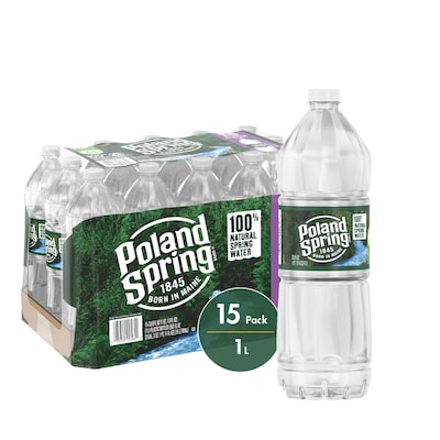 Poland Spring 100% Natural Spring Water, 33.8 oz. Plastic Bottles, 15/Carton (12349654)