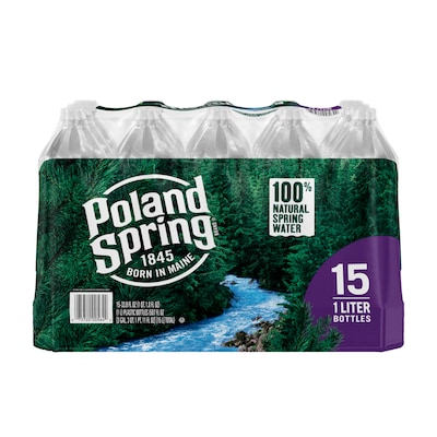 Poland Spring 100% Natural Spring Water, 33.8 oz. Plastic Bottles, 15/Carton (12349654)