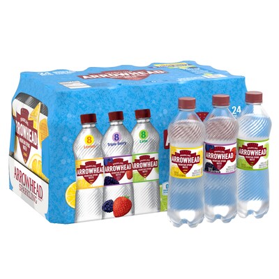 Arrowhead Sparkling Water, Variety: Pomegranate Lemonade, Triple Berry, and Lime, 16.9 oz. Bottles,