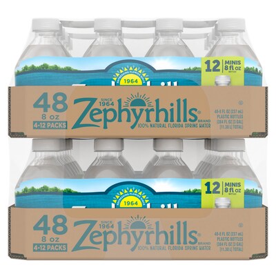 Zephyrhills 100% Natural Spring Water, 8-Ounce Mini Plastic Bottles, 48/Pack (11475286)