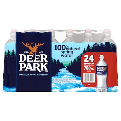 Deer Park 100% Natural Spring Water, Regular Flavor, 700ml Bottles with Sport Cap, 24/Carton (122551