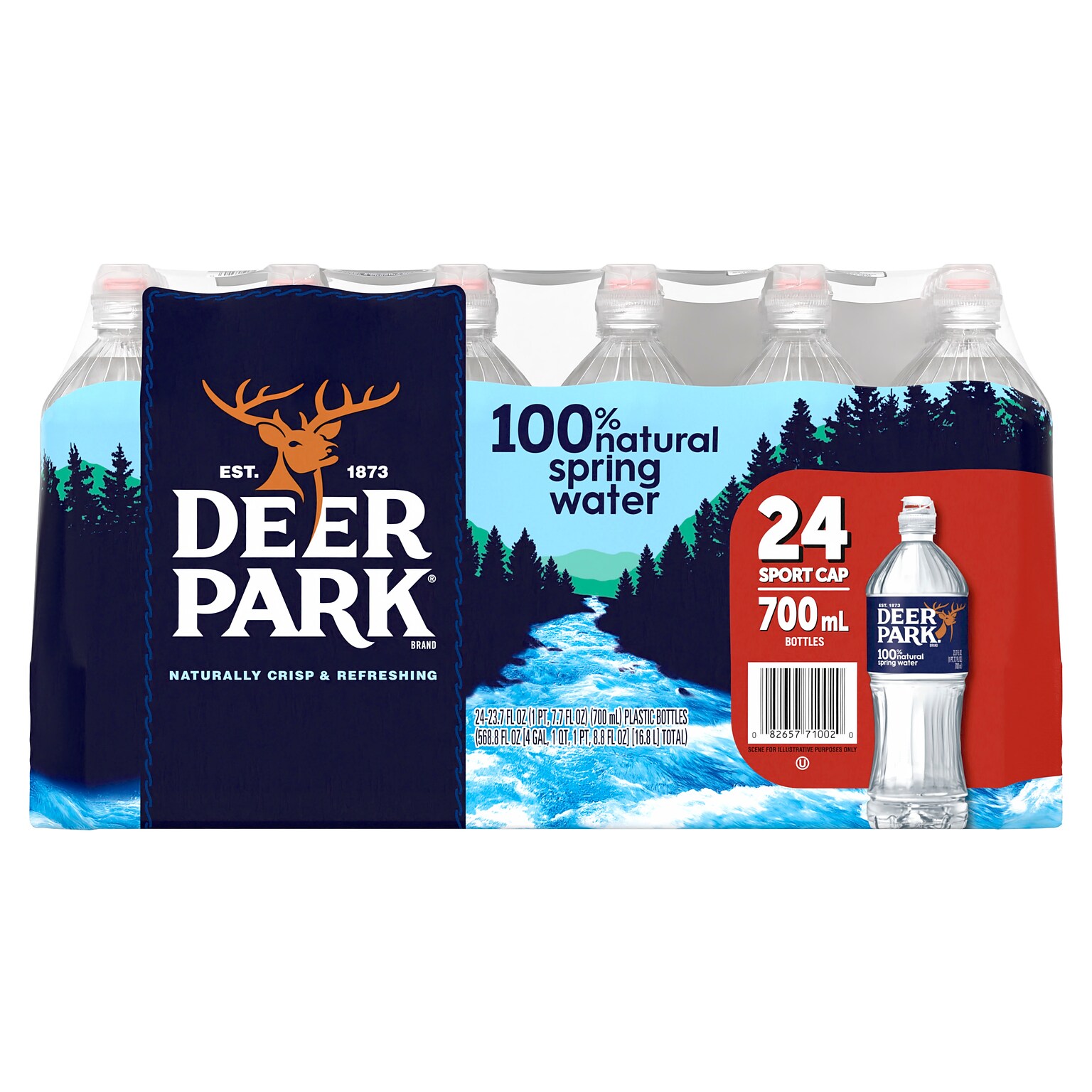 Deer Park Sport Cap 100% Natural Spring Water, 23.7 oz., 24/Carton (12255163)