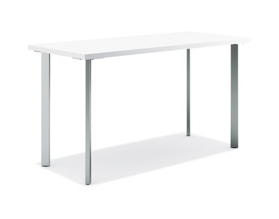 HON Coze 36W Table Desk, Designer White Laminate/Silver Leg Finish (HLCRPL3630WFHDW)