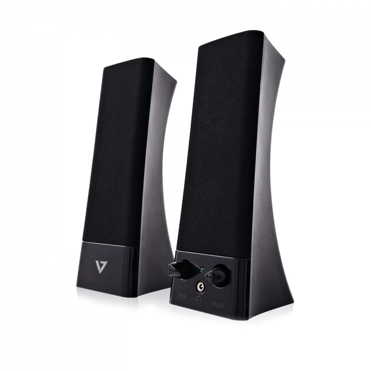 V7 USB Powered Stereo Speakers, Black (SP2500-USB-6N)