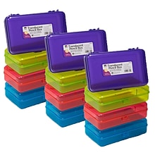 Charles Leonard Plastic Pencil Boxes, Assorted Colors, 12/Pack (CHL76305-12)