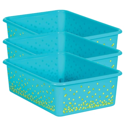 Teacher Created Resources Confetti Large Plastic Storage Bin, Teal, 3/PK (TCR20900-3)