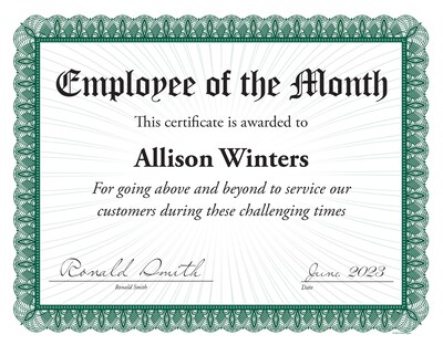Great Papers Certificates, 8.5" x 11", Green/White, 100/Pack (961036S)