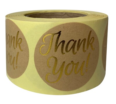 Great Papers! Foil Thank You Stickers on Kraft Paper, 1.57", 250 per roll (24261429)