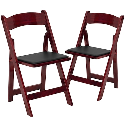 Flash Furniture HERCULES Series Wood Folding Chair, Mahogany/Black, 2/Pack (2XF2903MAHWOOD)