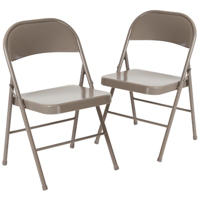 Flash Furniture HERCULES Series Metal Folding Chair, Gray, 2/Pack (2BDF002GY)