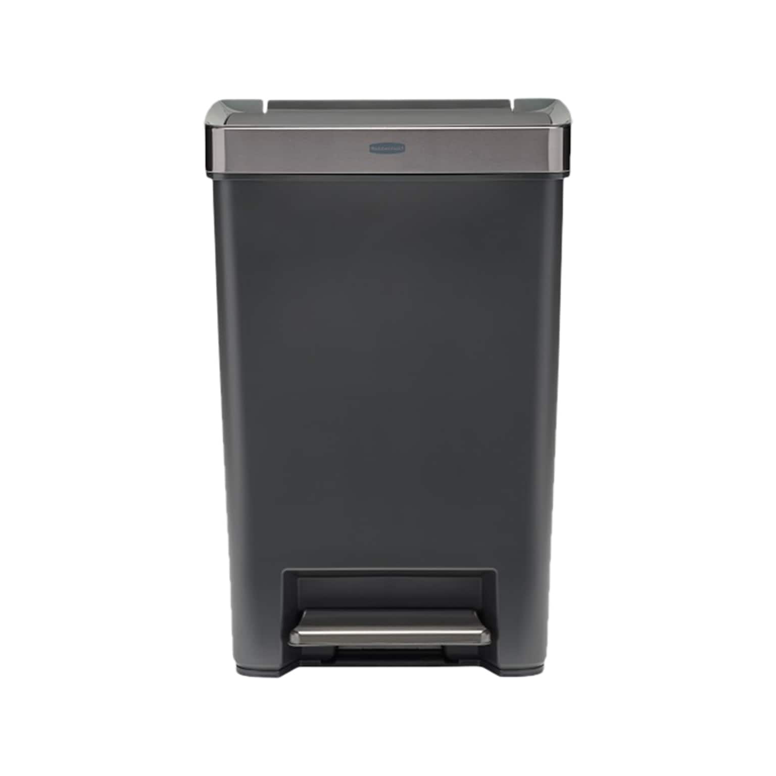 Rubbermaid Premier Series III Indoor Step-On Trash Can with Lid, 12.4 Gallon, Black (2120983)