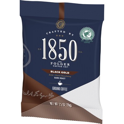 1850 Black Gold Ground Coffee, Fraction Pack, Dark Roast, 2.5 oz., 24/Carton (SMU02151)