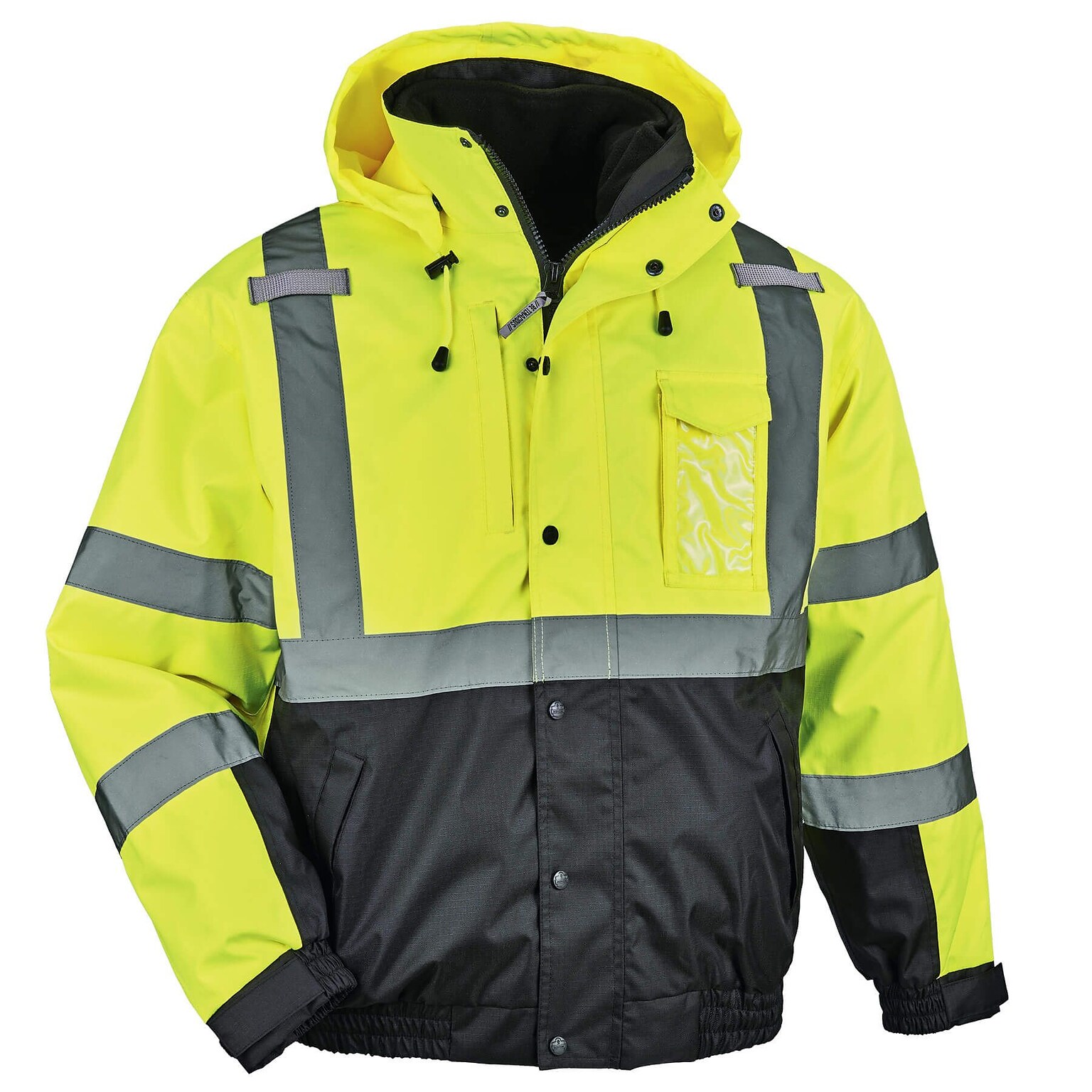 GloWear 8381 Performance 3-in-1 Bomber Jacket, ANSI Class R3, Lime, Extra Large (25595)