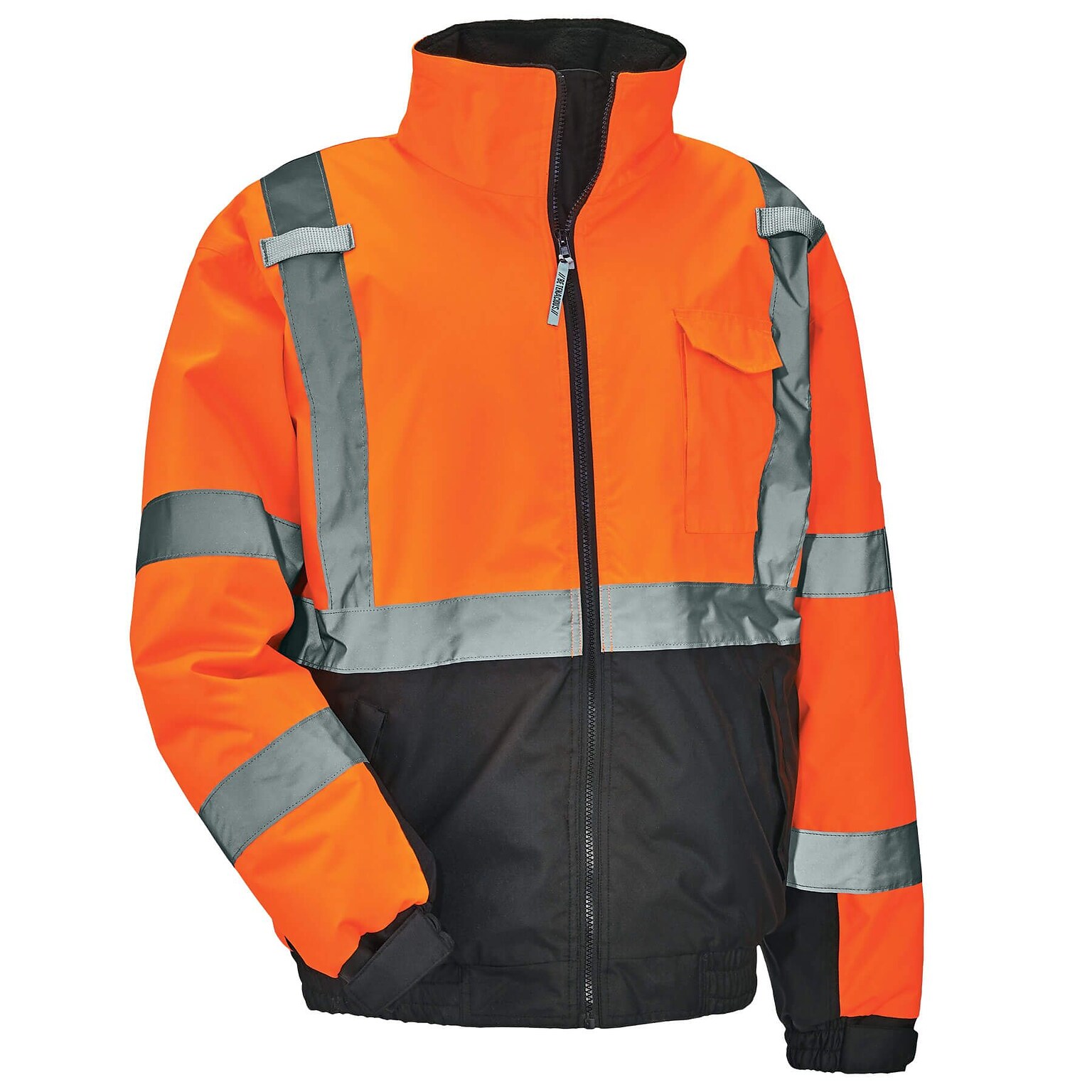 GloWear 8377 Quilted Bomber Jacket, ANSI Class R3, Orange, Extra Large (25615)