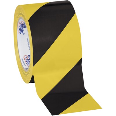 Tape Logic 3 x 36 yds. Striped Vinyl Safety Tape, Black/Yellow, 3/Pack (T93363PKBY)