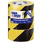 Tape Logic 2" x 36 yds. Striped Vinyl Safety Tape, Black/Yellow, 3/Pack (T92363PKBY)