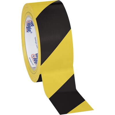 Tape Logic 2" x 36 yds. Striped Vinyl Safety Tape, Black/Yellow, 3/Pack (T92363PKBY)