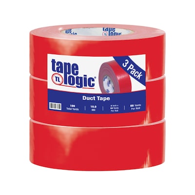 Colored Duct Tape, Red, 2 x 60 yards, 3/Pack