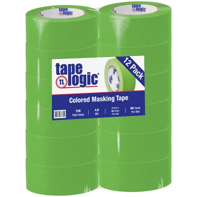 Tape Logic™ 2 x 60 Yards Masking Tape, Light Green, 12 Rolls (T93700312PKA)