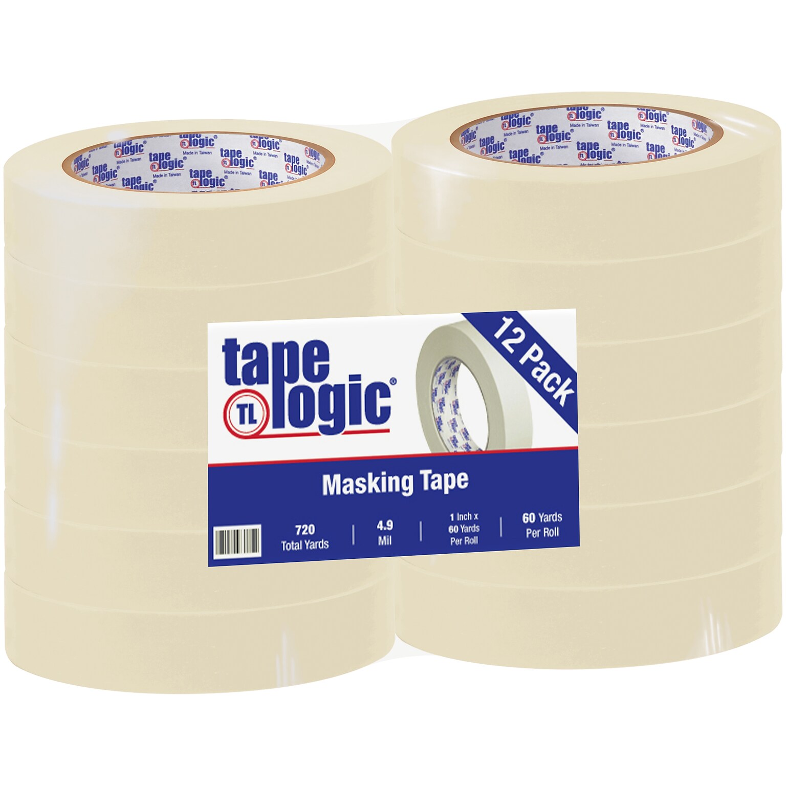 Tape Logic 1 x 60 yds. Economy Grade Masking Tape, 12 Rolls