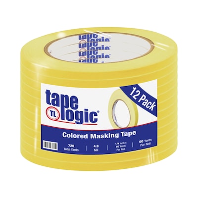 Tape Logic™ 1/4 x 60 Yards Masking Tape, Yellow, 12 Rolls (T93100312PKY)