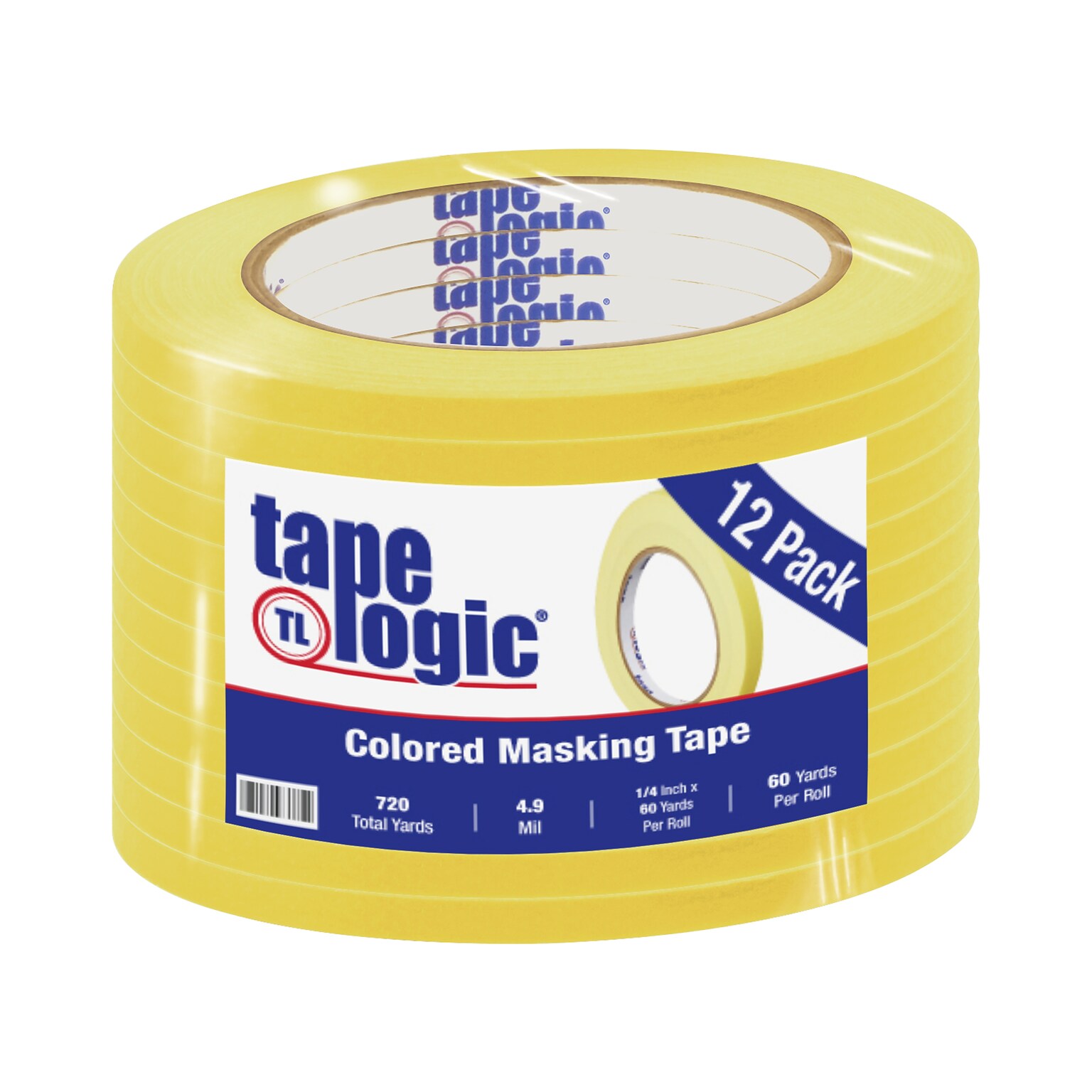 Tape Logic™ 1/4 x 60 Yards Masking Tape, Yellow, 12 Rolls (T93100312PKY)