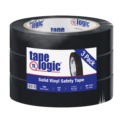 Tape Logic 1 x 36 yds. Solid Vinyl Safety Tape, Black, 3/Pack (T91363PKBL)