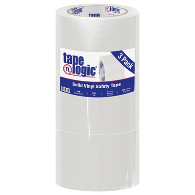 Tape Logic 3 x 36 yds. Solid Vinyl Safety Tape, White, 3/Pack (T93363PKW)