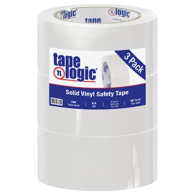 Tape Logic 2 x 36 yds. Solid Vinyl Safety Tape, White, 3/Pack (T92363PKW)