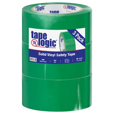 Tape Logic 2 x 36 yds. Solid Vinyl Safety Tape, Green,  3/Pack (T92363PKG)