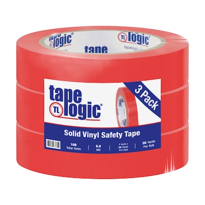 Tape Logic 1 x 36 yds. Solid Vinyl Safety Tape, Red, 3/Pack (T91363PKR)