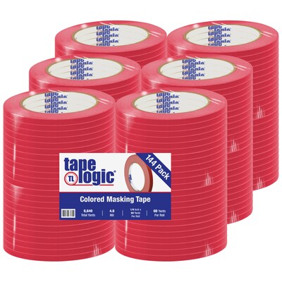 Tape Logic™ 1/4" x 60 Yards Masking Tape, Red, 144/Case (T931003R)