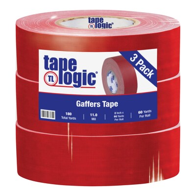 Tape Logic 2 x 60 yds. x 11 mil Gaffers Tape,  Red,  3/Pk