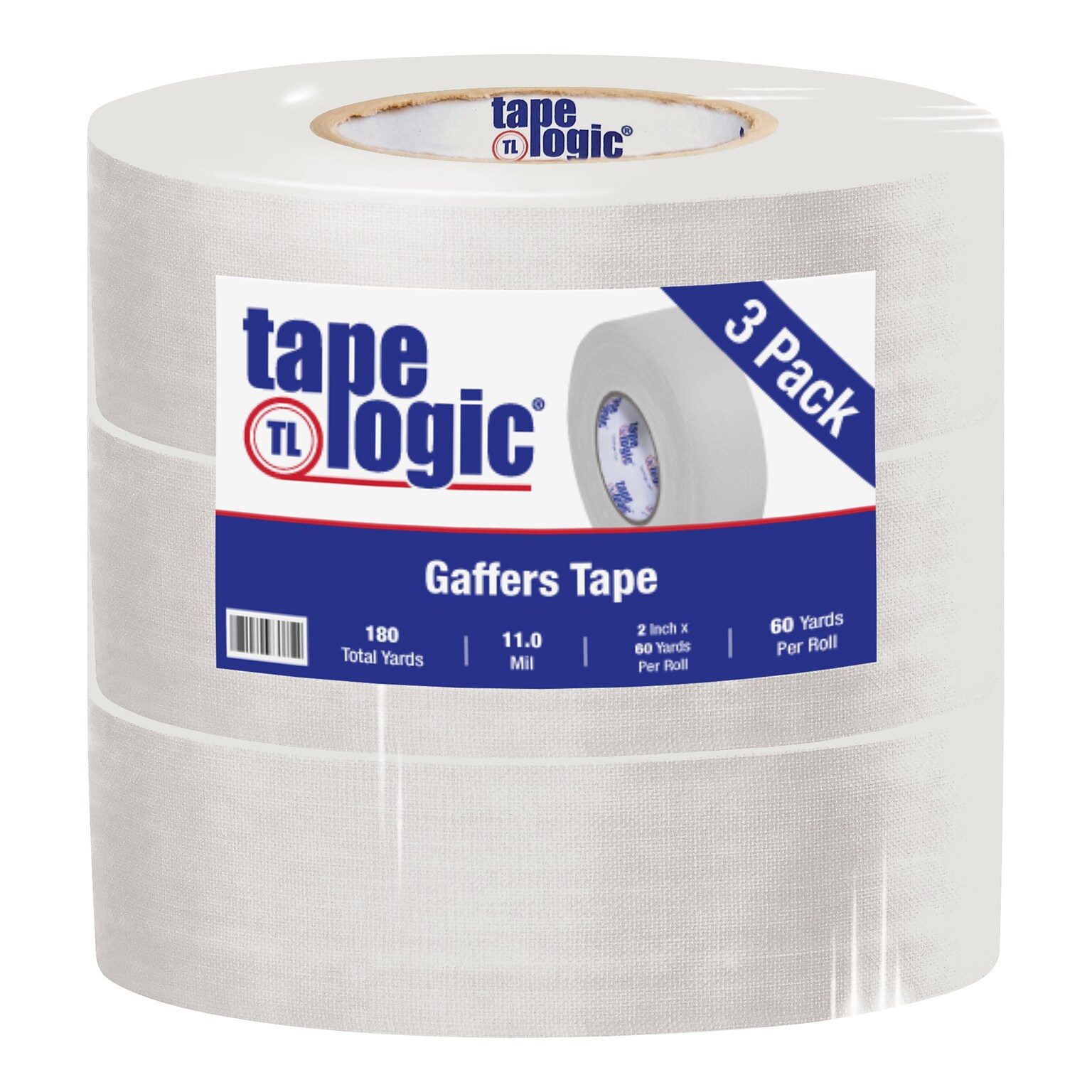 Tape Logic 2 x 60 yds. x 11 mil Gaffers Tape,  White,  3/Pk