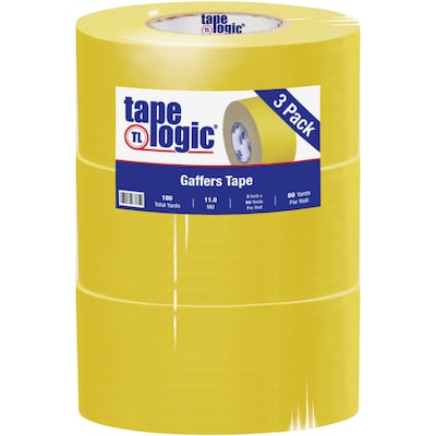 Tape Logic 3 x 60 yds. x 11 mil Gaffers Tape,  Yellow,  3/Pk