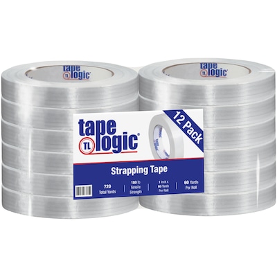 Tape Logic® 1400 Strapping Tape, 1 x 60 yds., Clear, 12/Case (T915140012PK)